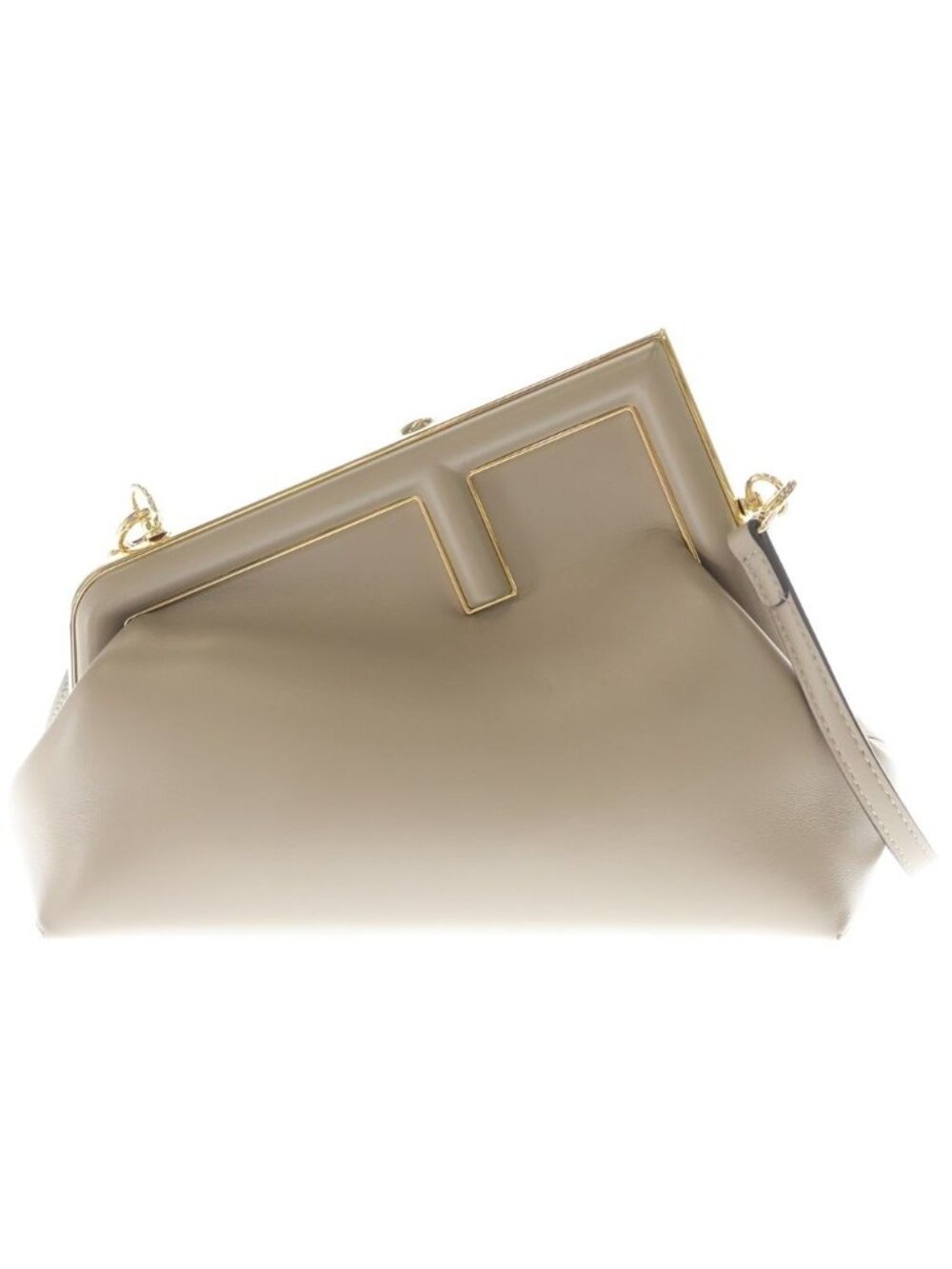 Fendi Fast Small Mini Shoulder Bag Gray Leather Gold